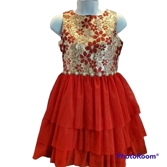 Nanette Lepore gals Other - Nanette Lepore Dress Red and Gold Holiday Special Occasion (GIRLS) Size 16
